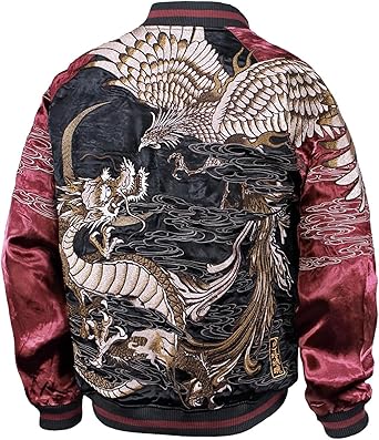 絡繰魂　スカジャン　【龍】 絡繰魂 からくり魂 頂 スカジャン 龍 黄虎 和柄 リバーシブル